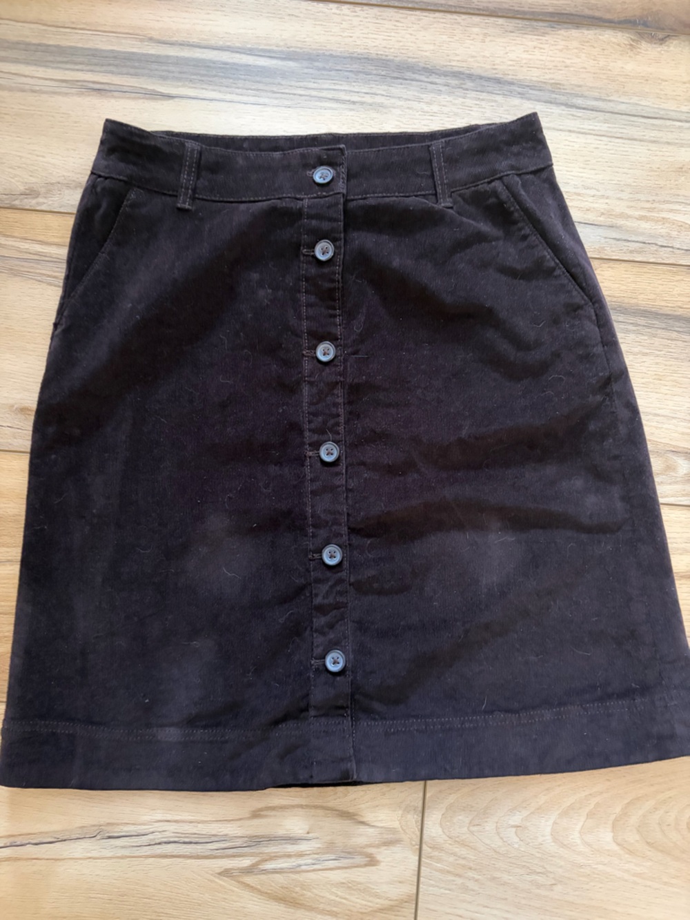 Brown Croft & Barrow Button-Front Corduroy Skirt